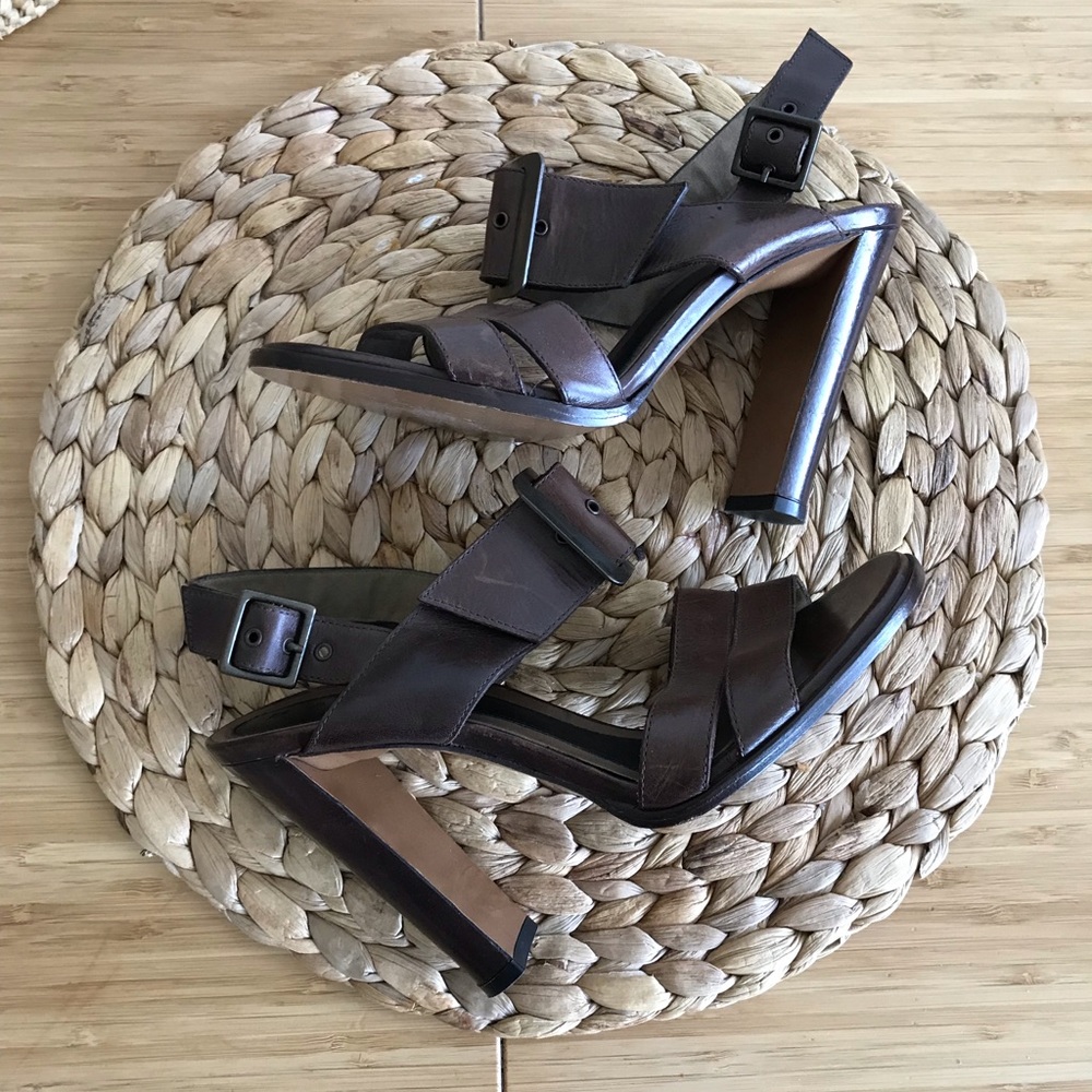 Marni brown leather buckle heels